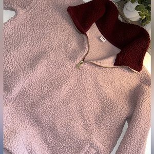 1/4 zip Sherpa hoodie, Old Navy, Pink, Size S